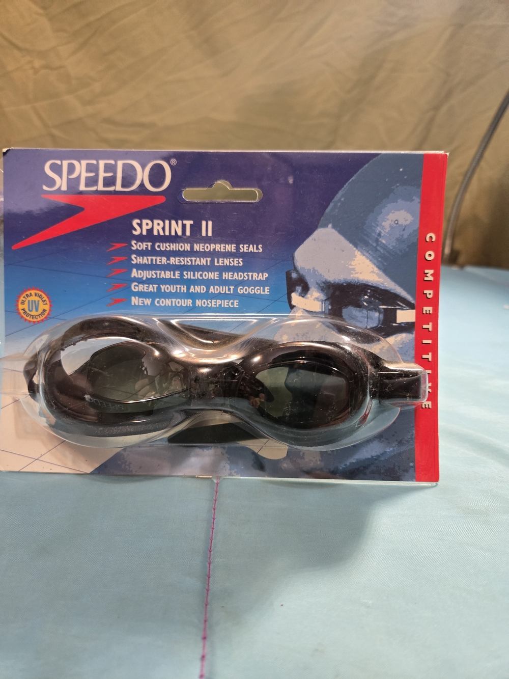Speedo Sprint 2 Competitive Swim Goggles Neoprene Seal, Adjustable Adult / Youth